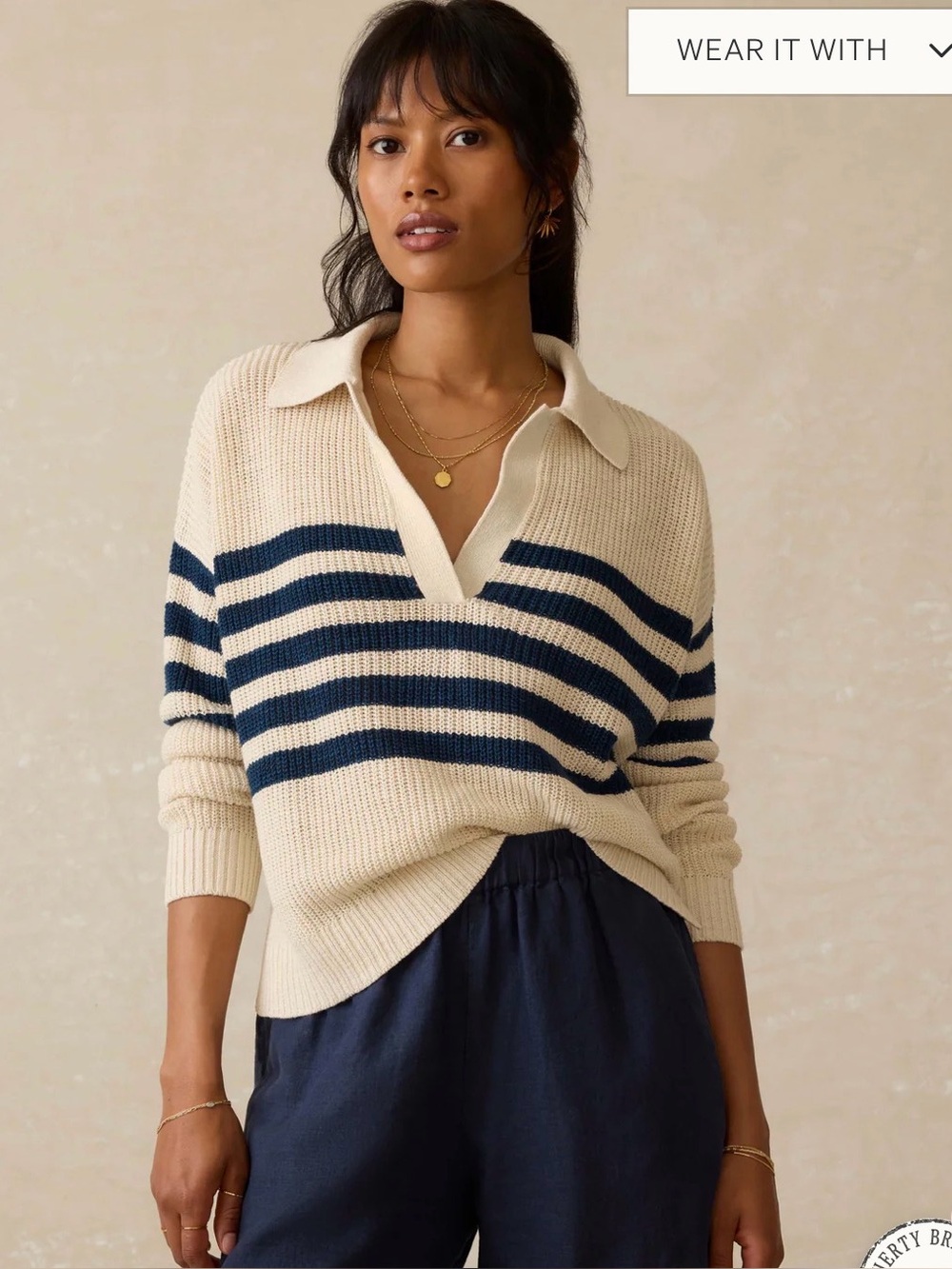 Faherty Miramar Linen Polo - Ocean Ties Stripe